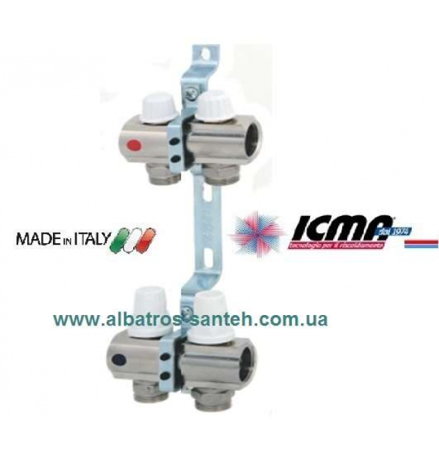 Колектор з ручним регулюванням ICMA на 2 виходи (арт.К005) фото - 1