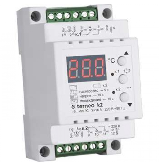 Терморегулятор двоканальний terneo k2 фото - 1