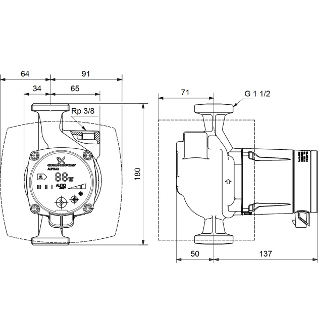 Циркуляційний насос Grundfos ALPHA2 L 25-60 180 (Данія)