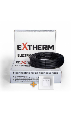 Нагрівальний двожильний кабель EXTHERM ETС ECO 20-1000 з терморегулятором