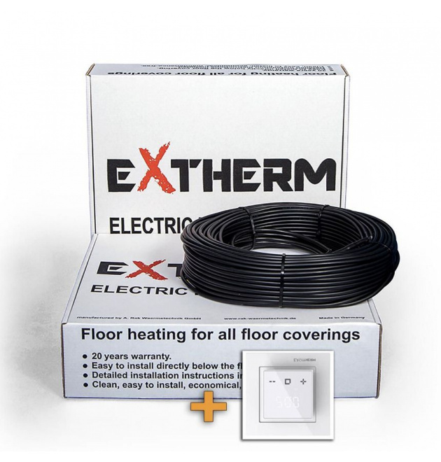 Нагрівальний двожильний кабель EXTHERM ETС ECO 20-600 з терморегулятором фото - 1