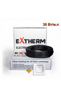 Нагрівальний двожильний кабель EXTHERM ETT ECO 30-2400 з терморегулятором