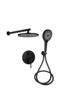 Душова система прихованого монтажу Qtap Scorpio на 2 споживачі, Black Matt