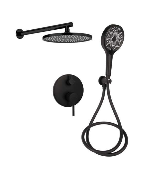 Душова система прихованого монтажу Qtap Scorpio на 2 споживачі, Black Matt фото - 1