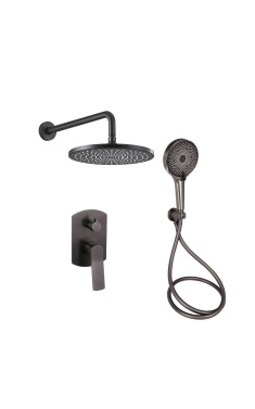 Душова система прихованого монтажу Qtap Slavonice на 2 споживачі, Gunmetal Black PVD