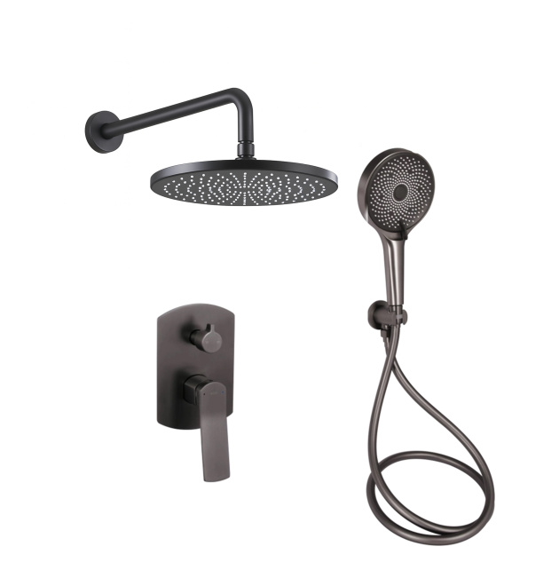 Душова система прихованого монтажу Qtap Slavonice на 2 споживачі, Gunmetal Black PVD фото - 1