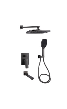 Душова система Qtap Gemini прихованого монтажу на три споживачі Gunmetal Black PVD (модель QTGEM114GMB45704)