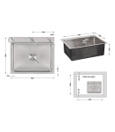 Інтегрована кухонна мийка з нержавіючої сталі Lidz Handmade H6050 Brushed Steel 3,0/1,0 мм фото - 2