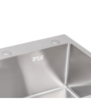 Інтегрована кухонна мийка з нержавіючої сталі Lidz Handmade H6050 Brushed Steel 3,0/1,0 мм фото - 6