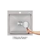 Інтегрована кухонна мийка з нержавіючої сталі Lidz Handmade H5050 Brushed Steel 3,0/1,0 мм фото - 3