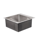 Інтегрована кухонна мийка з нержавіючої сталі Lidz Handmade H5050 Brushed Steel 3,0/1,0 мм фото - 4