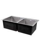 Мийка кухонна інтегрована з двома чашами Lidz Handmade H7843 Brushed Steel 3,0/1,0 мм фото - 4