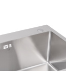 Мийка кухонна інтегрована з двома чашами Lidz Handmade H7843 Brushed Steel 3,0/1,0 мм фото - 6