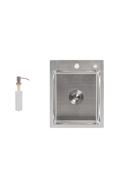 Интегрированная кухонная мойка из нержавеющей стали Lidz Handmade H4050 Brushed Steel 3,0/1,0 мм
