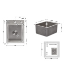 Інтегрована кухонна мийка з нержавіючої сталі Lidz Handmade H4050 Brushed Steel 3,0/1,0 мм фото - 2