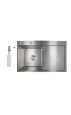 Мийка кухонна інтегрована з крилом праворуч Lidz Handmade H7849R Brushed Steel 3,0/1,0 мм