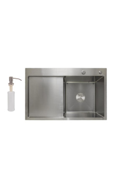 Мийка кухонна інтегрована з крилом ліворуч Lidz Handmade H7849L Brushed Steel 3,0/1,0 мм