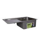 Мийка кухонна інтегрована з крилом ліворуч Lidz Handmade H7849L Brushed Steel 3,0/1,0 мм фото - 3