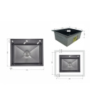 Інтегрована кухонна мийка Decor Black PVD Honeycomb Lidz Handmade H6050HB 2,5/0,5 мм фото - 2