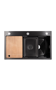 Інтегрована кухонна мийка Decor Black PVD Honeycomb Lidz Handmade H7545B 3,0/1,0 мм