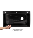 Інтегрована кухонна мийка Decor Black PVD Honeycomb Lidz Handmade H7545B 3,0/1,0 мм фото - 4