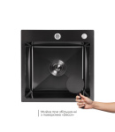 Інтегрована кухонна мийка Decor Black PVD Honeycomb Lidz Handmade H4545HB 2,5/0,5 мм фото - 3