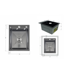 Інтегрована кухонна мийка чорна PVD Lidz Handmade H4050B Brushed Black 3,0/1,0 мм фото - 2