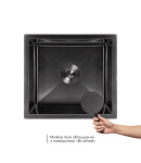 Інтегрована кухонна мийка під стільницю чорна PVD Lidz Handmade H4843B Brushed Black 3,0/1,0 мм фото - 3