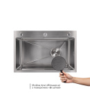 Інтегрована кухонна мийка з нержавіючої сталі Lidz Handmade H6845 Brushed Steel 3,0/1,0 мм фото - 4