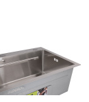 Інтегрована кухонна мийка з нержавіючої сталі Lidz Handmade H6845 Brushed Steel 3,0/1,0 мм фото - 7