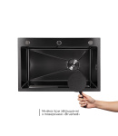 Мийка кухонна інтегрована чорна PVD Lidz Handmade H6845B Brushed Black 3,0/1,0 мм фото - 4