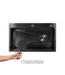 Мийка кухонна інтегрована чорна PVD Lidz Handmade H7545B Brushed Black 3,0/1,0 мм фото - 4