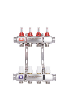 Колектор для теплої підлоги з витратомірами Thermo Alliance Standart 1″ на 4 виходи