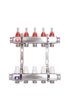Колектор для теплої підлоги з витратомірами Thermo Alliance Standart 1″ на 5 виходів