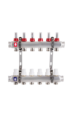 Колектор для теплої підлоги з витратомірами Thermo Alliance Standart 1″ на 6 виходів