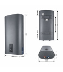 Водонагрівач електричний Thermo Alliance 50 л, Grey, вертикальний плоский, сухий ТЕН 2 кВт (0,8+1,2) DT50V20GPDD2G фото - 2