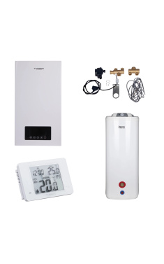 Комплексное решение Thermo Alliance для котельной: электрический котел 12 кВт + комплект бойлера + комбинированный напольный водонагреватель 100 л