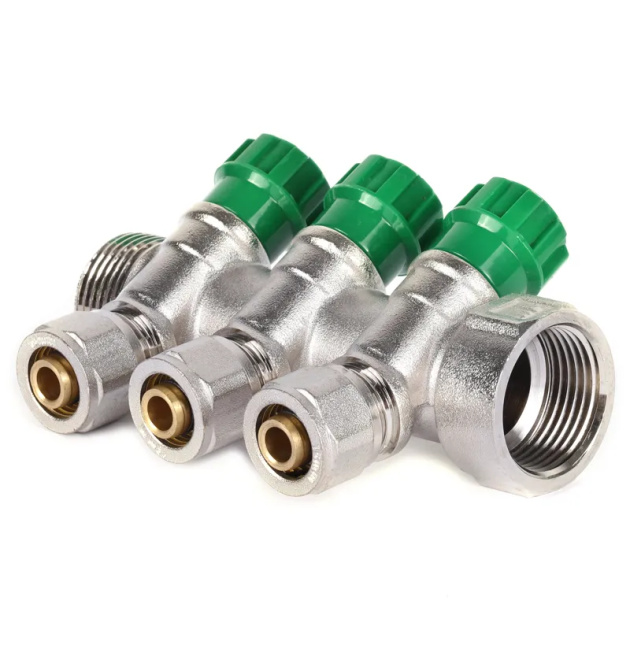 Колектор для теплої підлоги з фітингом Koer KR.1124-3 1”x3 ways (KR2833) фото - 1