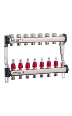 Колектор с витратомірами и термостатичними клапанами з байпасом Roho R814-07 - 1