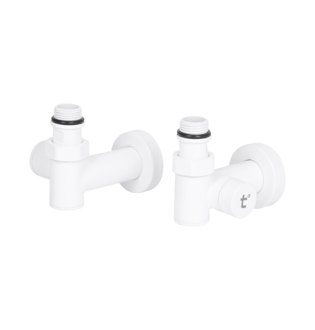Комплект кранов Thermo Alliance Standart 1/2″ белый для полотенцесушителя, угловой