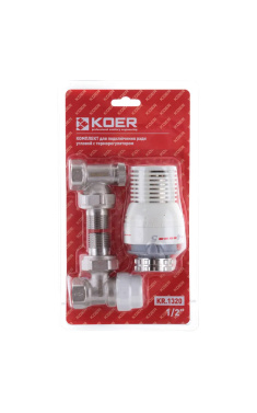 Комплект для підключення радіатора 1/2'' (кутовий) з термоголовкою Koer KR.1320 (KR2658)