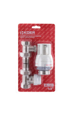 Комплект для підключення радіатора 1/2'' (прямий) з термоголовкою Koer KR.1321 (KR2659)