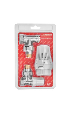 Комплект для підключення радіатора Koer SET-23 - 1/2'' кутовий з термоголовкою, клікове кріплення (KR5284)