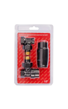 Комплект для підключення радіатора Koer SET-24.Black - 1/2'' кутовий з термоголовкою (KR5283)