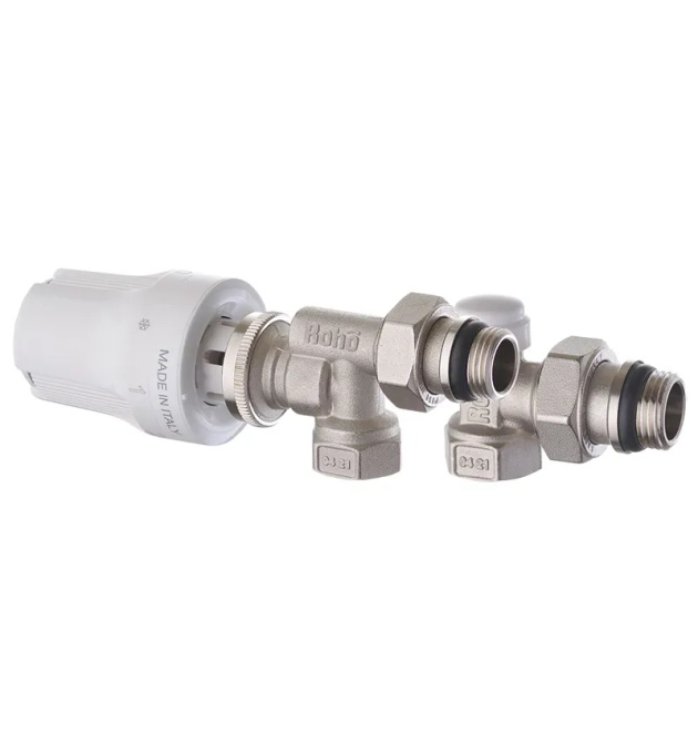 Комплект для подключения радиатора Roho R5171-050K - 1/2″ осевой (антипротечка)