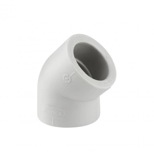 Кутник 45° PPR 40 мм під пайку, без різьби, серія PPR, Thermo Alliance