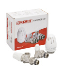 Комплект для подключения радиатора Koer 1/2″×1/2″ осевой с термостатической головкой — фото 3