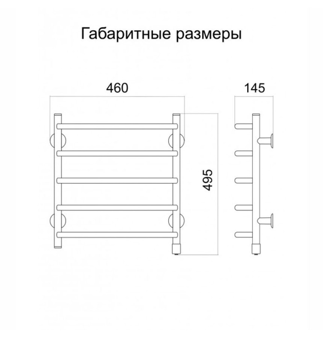 Полотенцесушитель электрический ТЕПЛЫЙ МИР СЛИМ левый золото