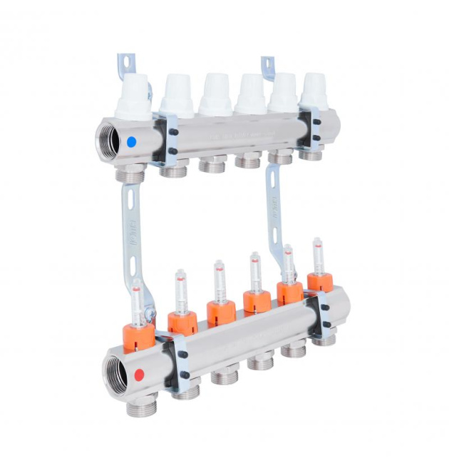 Колектор Icma 1″ 6 виходів, с расходомерами №K013 фото - 1