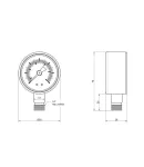 Манометр Thermo Alliance Standart d50 мм, 1/4″З, нижнє підключення, 0–6 бар, латунь — фото 2